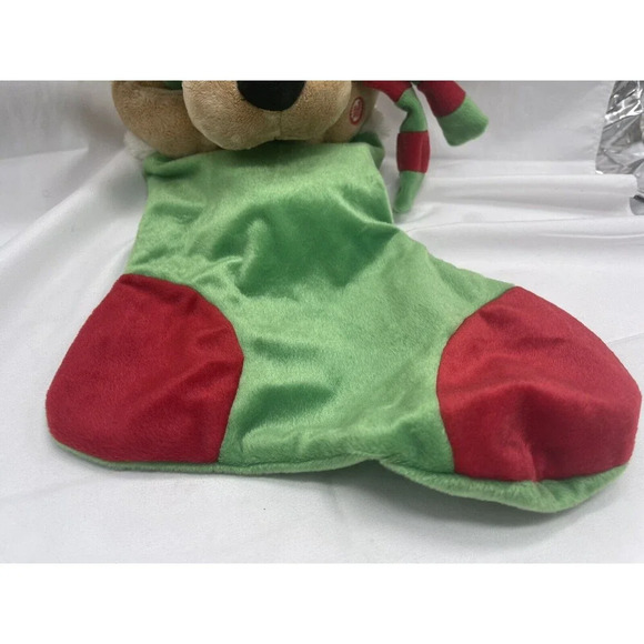Christmas Stocking Musical Flop-Eared Doggie with Hanger  Plush 22” Working RARE - Picture 3 of 12